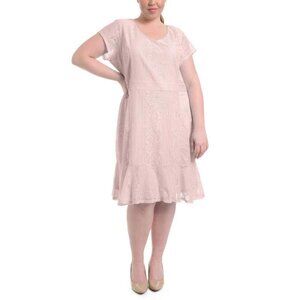 NY Collection Womens Flounce-Hem Lace Casual Dress Pink New With Tags Size 1X